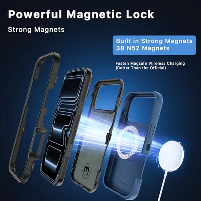 M MYBAT PRO for iPhone 17 Pro Max Case with Belt Clip Holster, Maverick Series 17 Pro Max Case[Compatible with Magsafe] w/Screen Protector,Anti-Drop,with 360 degreesRotating Kickstand,Heavy Duty Protection by M MYBAT PRO - Image 3