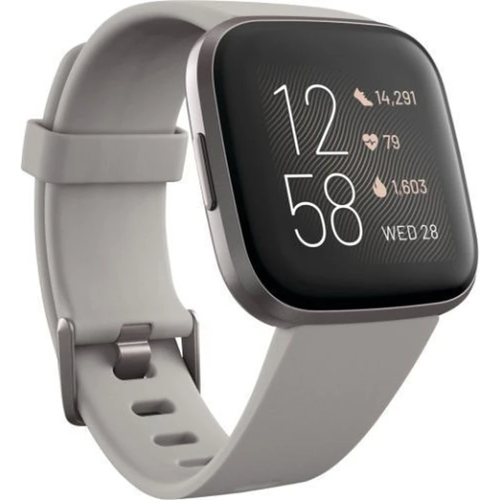 Fitbit Versa 2 Health and Fitness Smartwatch - 40mm - Mist Grey Aluminum Case with Charcoal Silicone Classic Wrist Band by Fitbit - Image 2