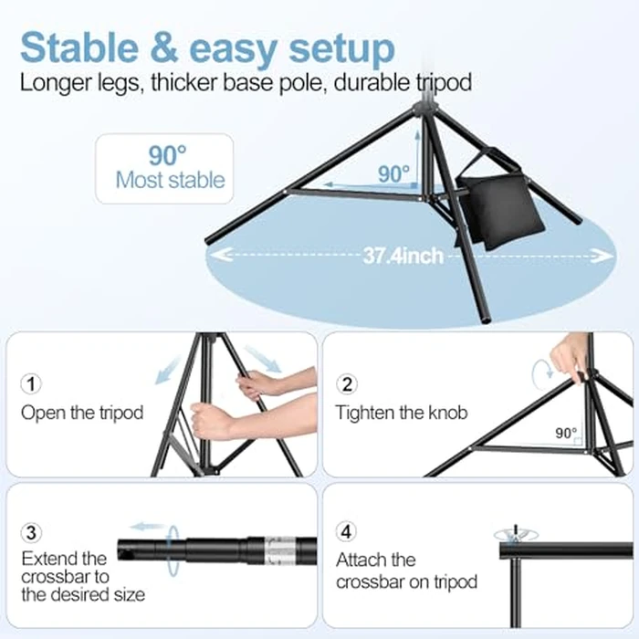 EMART 10x10FT Backdrop Stand, Photo Studio Back Drop Adjustable Stand with 6 Backdrop Clamps,2 Sandbags and Carry Bag,Heavy Duty Background Support System Kit for Photography,Parties,Wedding,Video by EMART - Image 7