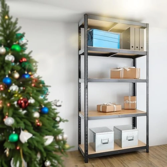 G-Rack 5 Tier Garage Shelving Units: 71 x 35 x 18-Inch - Heavy-Duty Storage Shelves - 1 Bay (400lbs Per Shelf) 2000 lbs Capacity for Workshop, Shed, Office - Adjustable & Free-Standing Utility - Black by G-Rack - Image 2