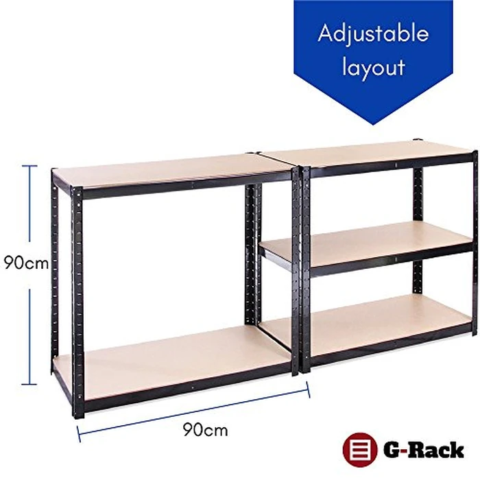 G-Rack 5 Tier Garage Shelving Units: 71 x 35 x 18-Inch - Heavy-Duty Storage Shelves - 1 Bay (400lbs Per Shelf) 2000 lbs Capacity for Workshop, Shed, Office - Adjustable & Free-Standing Utility - Black by G-Rack - Image 4