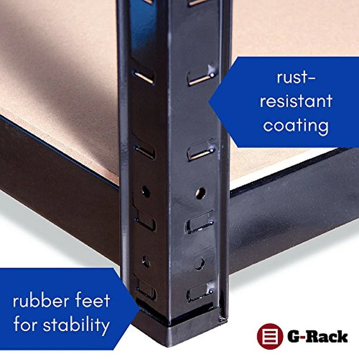 G-Rack 5 Tier Garage Shelving Units: 71 x 35 x 18-Inch - Heavy-Duty Storage Shelves - 1 Bay (400lbs Per Shelf) 2000 lbs Capacity for Workshop, Shed, Office - Adjustable & Free-Standing Utility - Black by G-Rack - Image 5