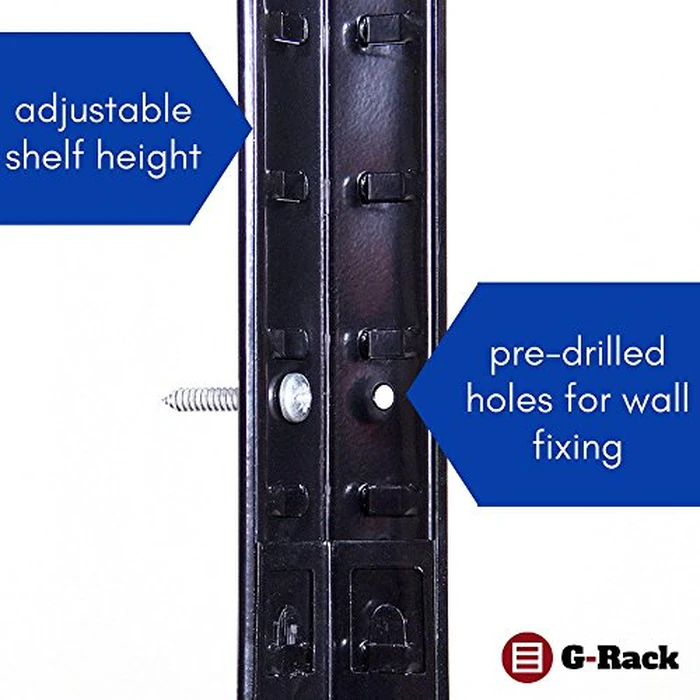 G-Rack 5 Tier Garage Shelving Units: 71 x 35 x 18-Inch - Heavy-Duty Storage Shelves - 1 Bay (400lbs Per Shelf) 2000 lbs Capacity for Workshop, Shed, Office - Adjustable & Free-Standing Utility - Black by G-Rack - Image 7