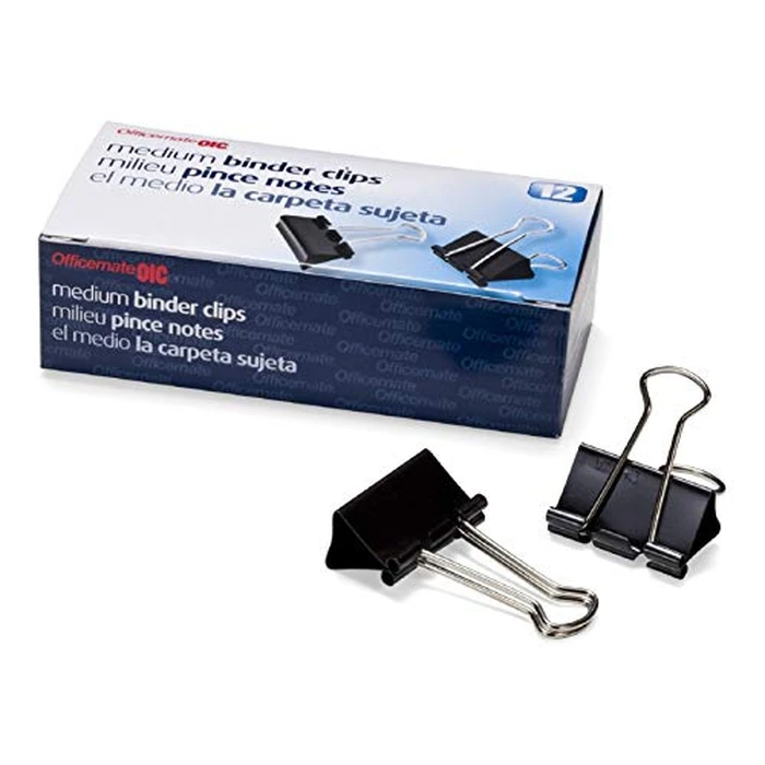 Officemate Medium Binder Clips, Black, 12 Count (Pack of 12) by Officemate - Image 1