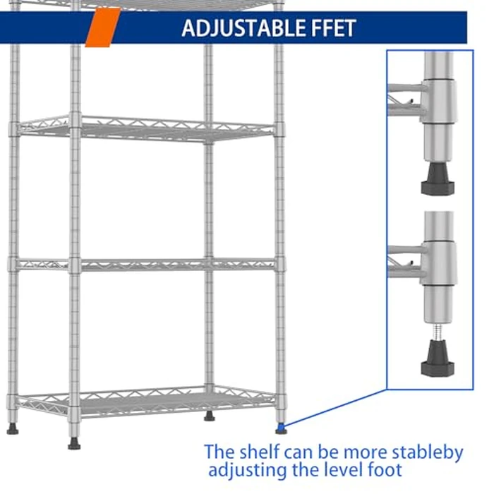 REGILLER 5-Wire Shelving Metal Storage Rack Adjustable Shelves,Standing Storage Shelf Units for Laundry Bathroom Kitchen Pantry Closet(Silver,11.8" D x 21.2" W x 53.5" H) by REGILLER - Image 6