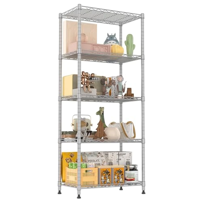 REGILLER 5-Wire Shelving Metal Storage Rack Adjustable Shelves,Standing Storage Shelf Units for Laundry Bathroom Kitchen Pantry Closet(Silver,11.8" D x 21.2" W x 53.5" H) by REGILLER - Image 8