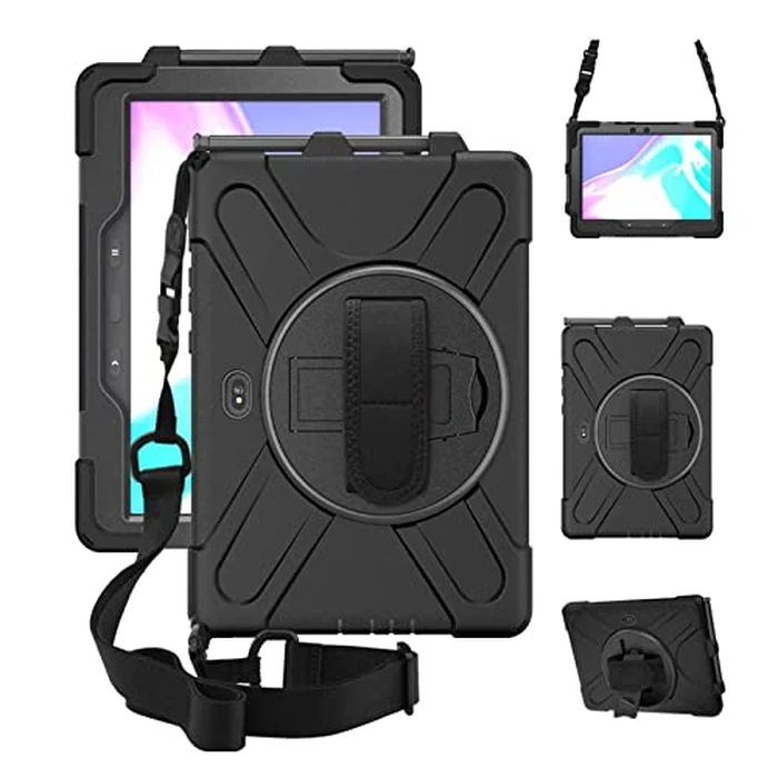ZenRich Galaxy Tab Active4 Pro 2022/Galaxy Tab Active Pro 2019 10.1" Case (SM-T630/T638/T540/T547) with S Pen Holder, Rugged Heavy Duty Shockproof Case with Kickstand Hand Strap Shoulder Belt, Black by zenrich - Used - Acceptable condition