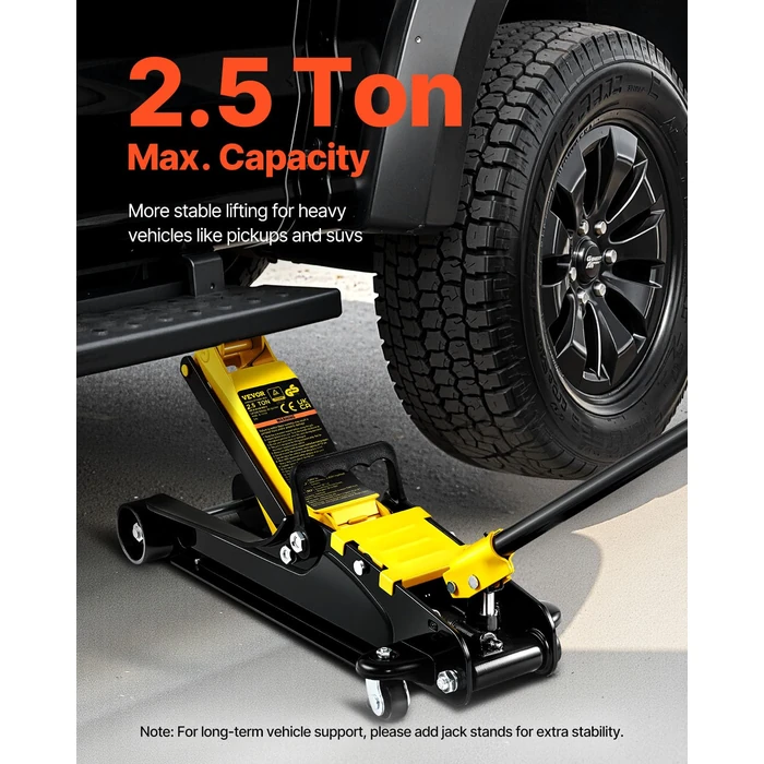 VEVOR 2.5 Ton Low Profile, Heavy-Duty Steel Racing Floor Jack with Single Piston Lift Pump, Lifting Range 3.35"-14.96" by VEVOR - Image 2