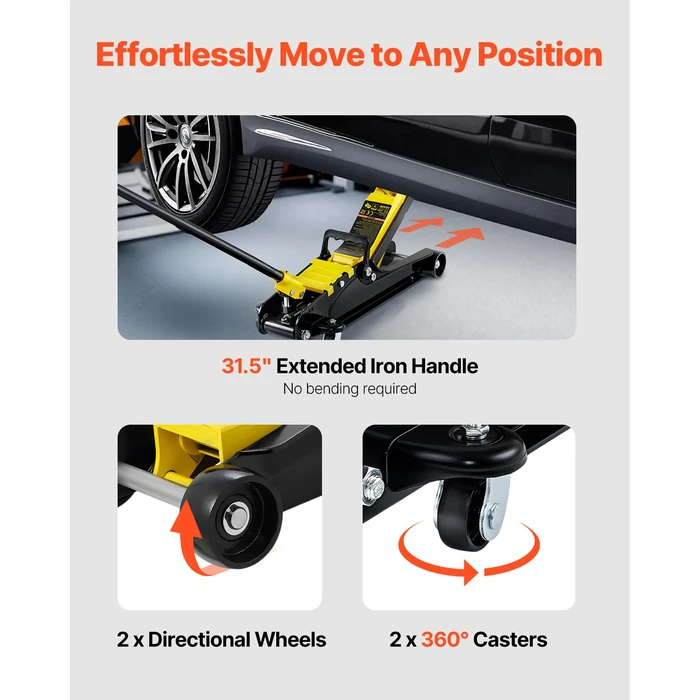 VEVOR 2.5 Ton Low Profile, Heavy-Duty Steel Racing Floor Jack with Single Piston Lift Pump, Lifting Range 3.35"-14.96" by VEVOR - Image 8