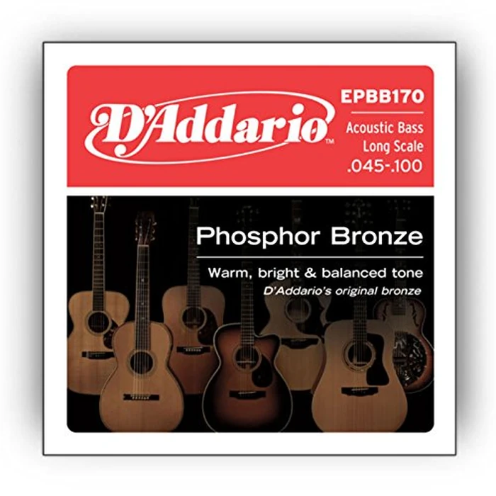 D'Addario Acoustic Bass Guitar Strings - Acoustic Bass Strings - Phosphor Bronze - EPBB170 - Acoustic Bass Guitar 4 String Set - 45-100 Gauge - 1 Pack by D'Addario - Used - Like New condition - US$17.53
