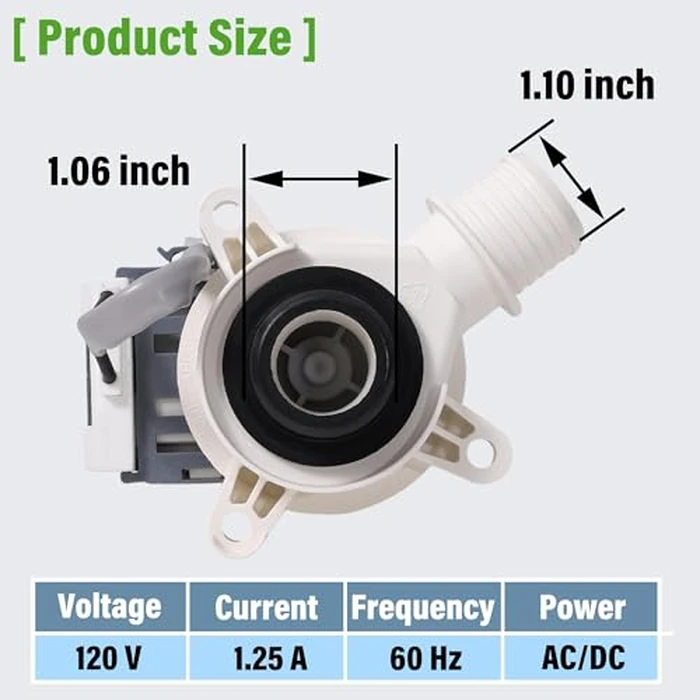 GTW335ASN2WW GTW330ASK3WW GTW335ASN1WW Washer Drain Pump by Semzohc - Compatible with G.E Hot-point Washers GTW465ASN2WW GTW460ASJ8WW GTW680BSJ6WS HTW200ASK1WW PTW600BSR1WS by Semzohc - Image 2