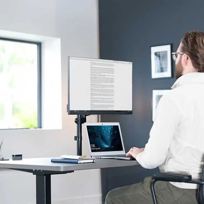 VIVO Single Monitor Arm Mount for 17 to 32 inch Screens - Tension Height Adjustment, Full Articulating Tilt, Swivel, Heavy Duty VESA Stand with Desk C-clamp and Grommet Option STAND-V001K by VIVO - Image 7