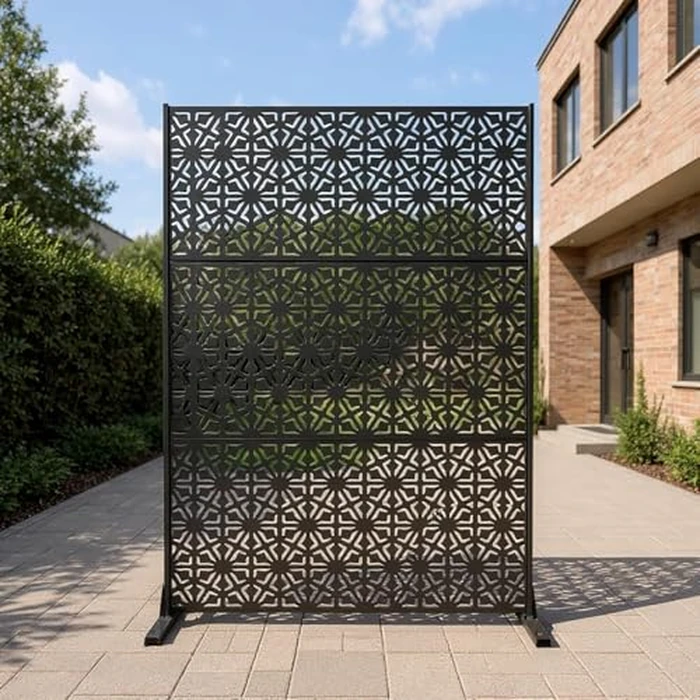 Outdoor Metal Privacy Screen, 72" hx47" w Decorative Privacy Screen for Balcony Deck Patio Lawn Garden, Freestanding Privacy Divider Wall Panels for Outdoor/Indoor, Weather-Resistant, Black by ActiveTrail - Image 7