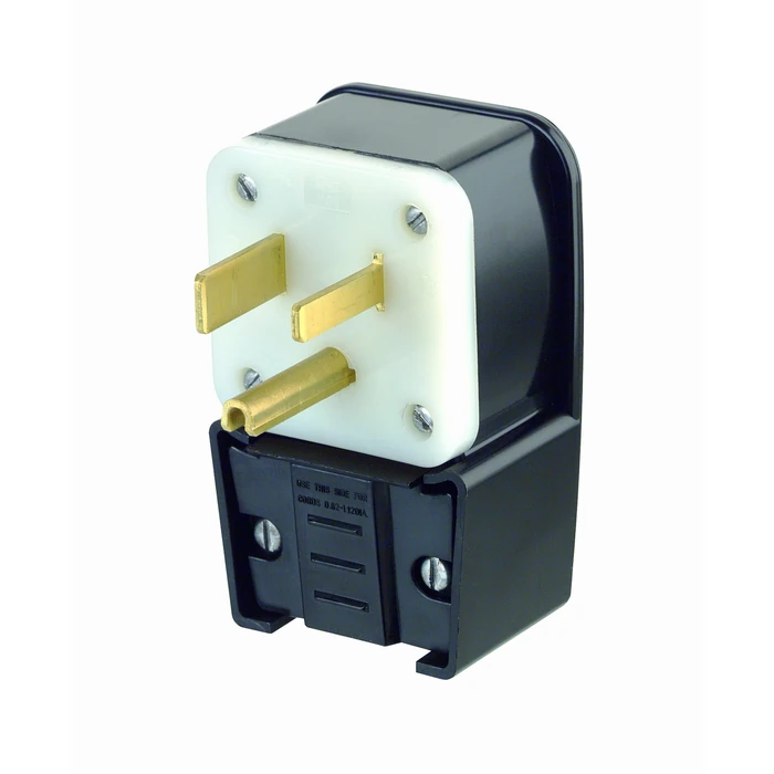 Leviton 9650-P 50 Amp, 250 Volt, Straight Blade, Plug, Industrial Grade, Grounding, Angle (Black) by Leviton - Used - Very Good condition