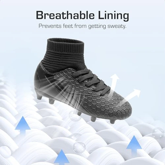 DREAM PAIRS Boys Girls Soccer Cleats Youth Firm Groud Outdoor Sport Athletic High Top Football Shoes for Little/Big Kid,Size 4.5 Big Kid,All/Black,HZ19002K by DREAM PAIRS - Image 6
