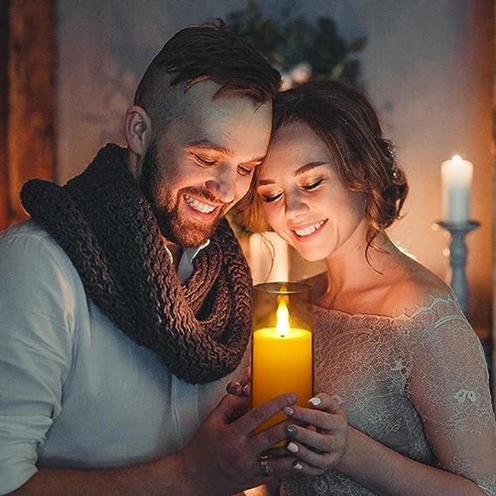 IMAGE Flickering Flameless Candles Battery Operated, Acrylic Shell Pillar 3D Wick LED Candles with 10-Key Remote Control Timer for Wedding Christmas Home Decor Set of 5 (D2.3 in X H5 5 7 7 8 in), Grey by IMAGE - Image 8