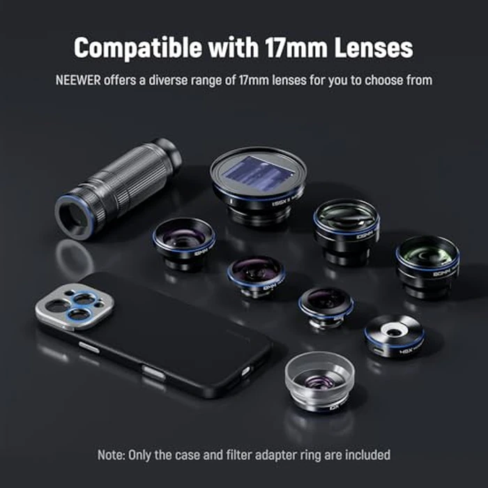 NEEWER Phone Case for 16 Pro,TPU/PC Nonslip Protective Heavy Duty Phone Cover with Modular Backplates for 67mm Thread Filter/17mm Lens/T Mount Lens,Compatible with iPhone 16 Pro MagSafe Moment,PA083P by NEEWER - Image 4
