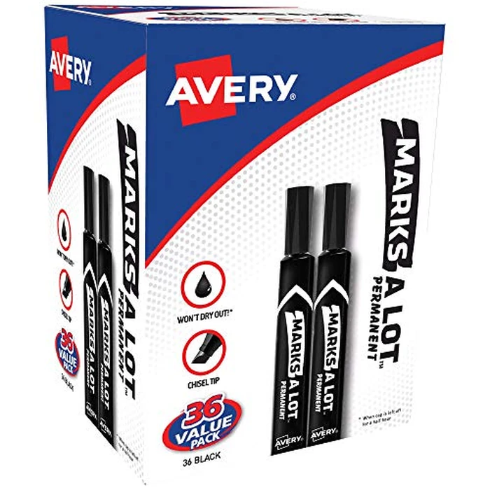 Avery Marks-A-Lot Large Desk-Style Chisel Tip, Value Pack 36 Black Permanent Markers are perfect for signs and posters (98206) by Avery - Used - Very Good condition - US$10.48