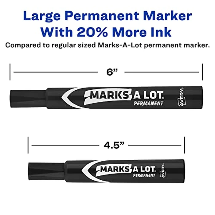 Avery Marks-A-Lot Large Desk-Style Chisel Tip, Value Pack 36 Black Permanent Markers are perfect for signs and posters (98206) by Avery - Image 2