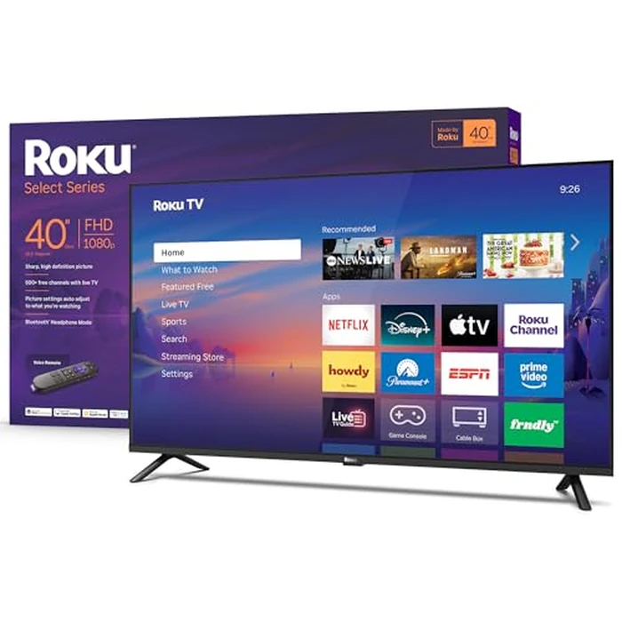 Roku Smart TV 2026 - 40-Inch Select Series, 1080p Full HD TV - Roku TV with Voice Remote - Flat Screen LED Television with Wi-Fi for Streaming Live Local News Sports & Movies, Bluetooth Headphone Mode by Roku - Used - Like New condition
