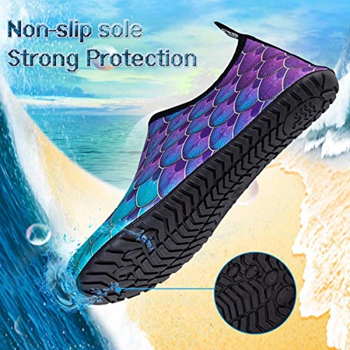 YALOX Water Shoes Women's Men's Outdoor Beach Swimming Aqua Socks Quick-Dry Barefoot Shoes Surfing Yoga Pool Exercise(YL-Blue/Green,36/37EU), 5.5-6.5 Women/4.5-5.5 Men by YALOX - Image 3