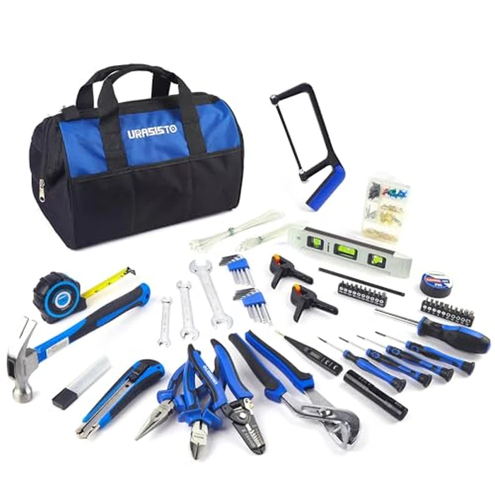 URASISTO 174-Piece Premium Tool Kit, Household Repairing Tool Set with 14 Inch Large Mouth Open Storage Tool Bag by URASISTO - Used - Like New condition