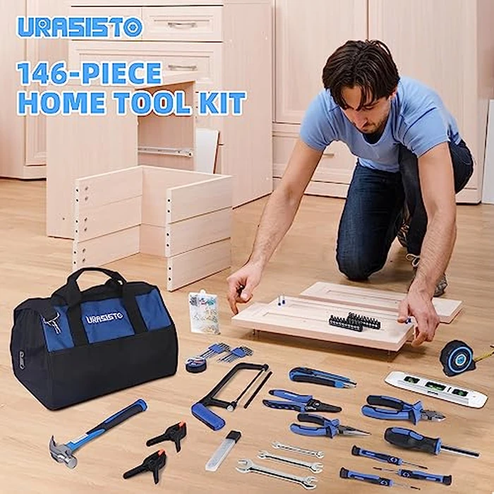 URASISTO 174-Piece Premium Tool Kit, Household Repairing Tool Set with 14 Inch Large Mouth Open Storage Tool Bag by URASISTO - Image 7