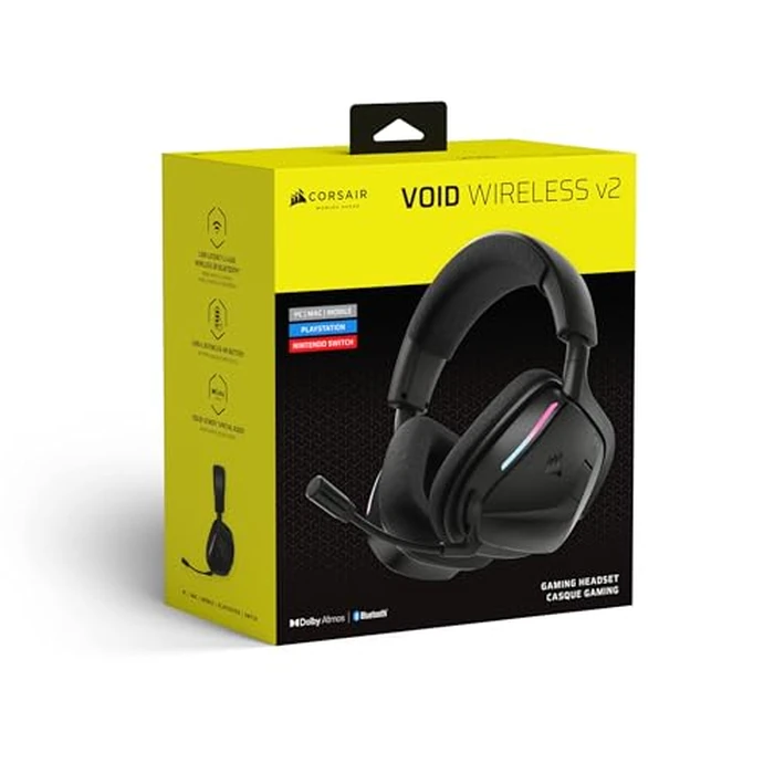 Corsair Void v2 Wireless Gaming Headset with Bluetooth for PC, PS5, PS4, Switch, Mobile - Dolby Atmos, 70 Hr Battery, Dual Wireless, Lightweight, Fast Charging - Carbon by Corsair - Image 9