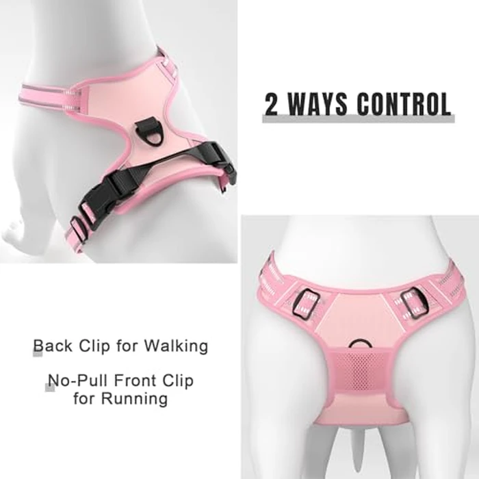 Rnivvi No Pull Dog Harness, Cute Reflective Small Sized Puppy Kitten Harness, Adjustable Soft Padded Vest for Small Dogs, Cats, Heavy Duty Pet Vest with Easy Control Handle for Walking, Pink by Rnivvi - Image 5