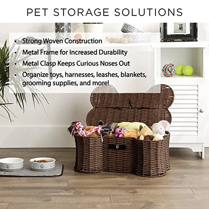 Bone Dry Pet Storage Collection Toy Basket, Medium, 21x13x8", Gray Plastic Wicker by Bone Dry - Image 7