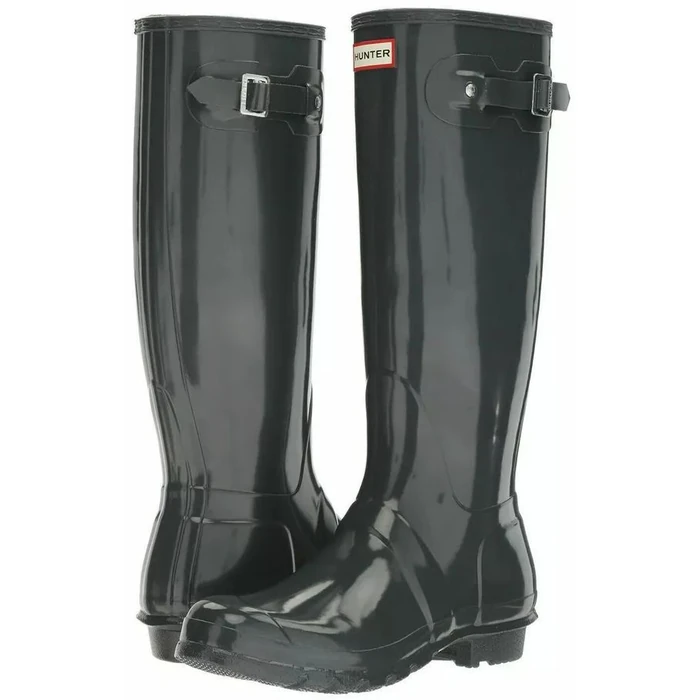 Hunter Women's Original Tall Gloss Rain Boots 9 - Dark Slate by Hunter - Image 1