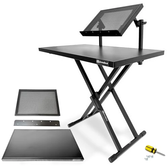 AxcessAbles Portable Two-Tier DJ Table Stand| Two Tier Piano Keyboard Stand for Sheet Music and Tablet | DJ Laptop and Controller Stand | Music Production Workstation | Booth Stand by AXA AXCESSABLES - Image 1