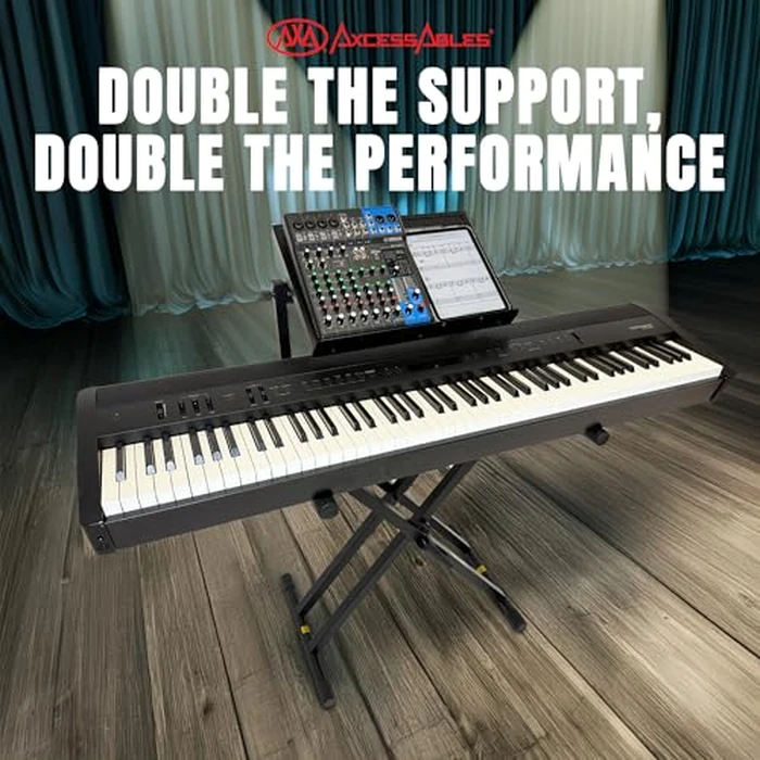 AxcessAbles Portable Two-Tier DJ Table Stand| Two Tier Piano Keyboard Stand for Sheet Music and Tablet | DJ Laptop and Controller Stand | Music Production Workstation | Booth Stand by AXA AXCESSABLES - Image 2