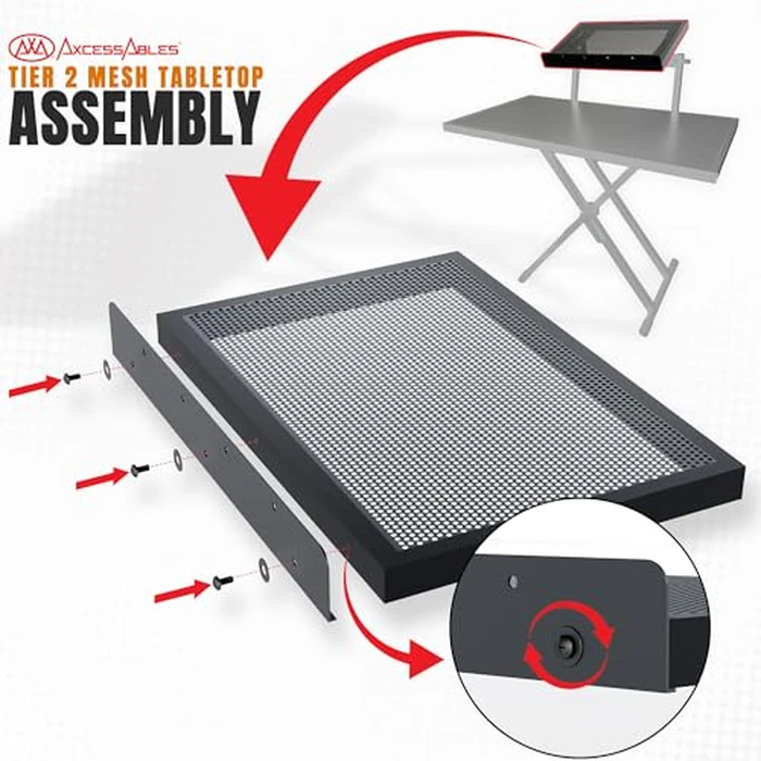AxcessAbles Portable Two-Tier DJ Table Stand| Two Tier Piano Keyboard Stand for Sheet Music and Tablet | DJ Laptop and Controller Stand | Music Production Workstation | Booth Stand by AXA AXCESSABLES - Image 5
