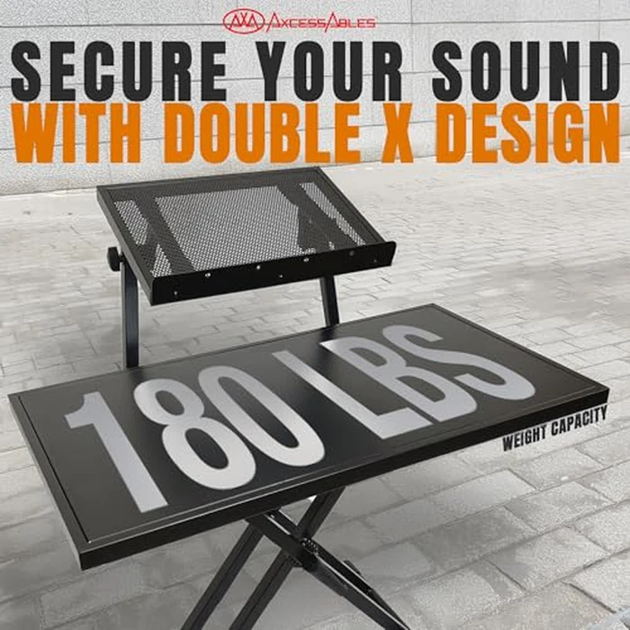 AxcessAbles Portable Two-Tier DJ Table Stand| Two Tier Piano Keyboard Stand for Sheet Music and Tablet | DJ Laptop and Controller Stand | Music Production Workstation | Booth Stand by AXA AXCESSABLES - Image 7
