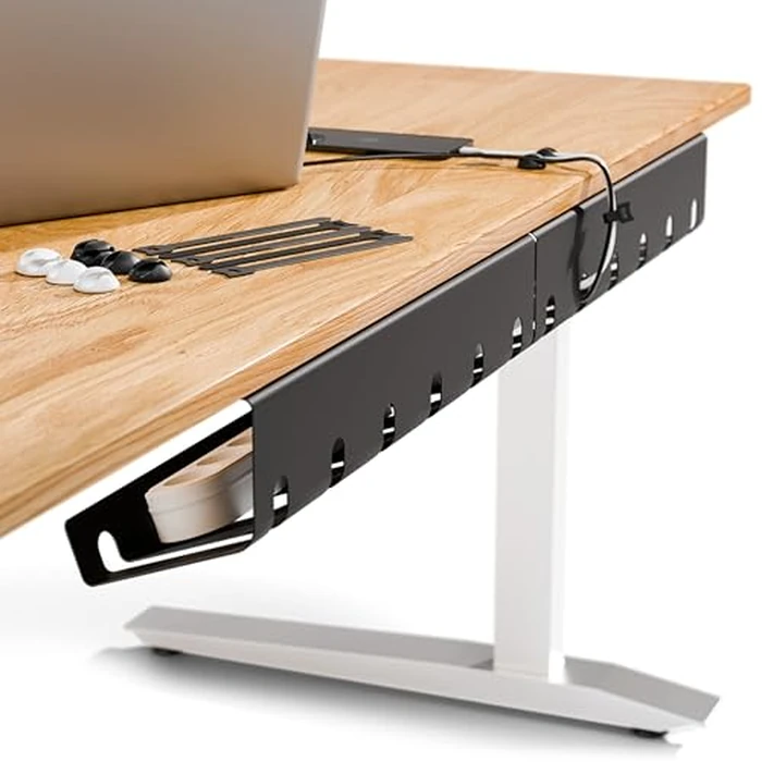 PAMO Cable Management Under Desk for Easy mounting Under-Table I Set of 2 - with 10X Cable Ties I Desk Organizer for Office/Home Office Table Thoughtful Cable Tray Holder by pamo - Used - Acceptable condition - CA$27.64