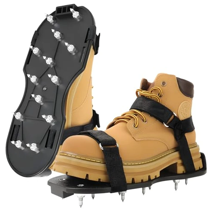 FIETODK Epoxy Floor Spiked Shoes Fully Assembled Gunite Spiked Shoes with 3/4" Short Spikes for Garage Floor Epoxy, Overlays, Cover Installation, 1 Pair (Black, Large Size) by FIETODK - Used - Very Good condition - US$19.79