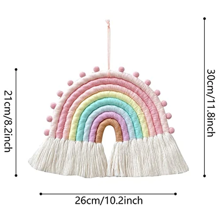 Large Macrame Rainbow Wall Hanging Decor, Handwoven Macrame Rainbow Wall Decoration for Kids Room Girls Bedroom Baby Shower Nursery Decorations by EUBUY - Image 3
