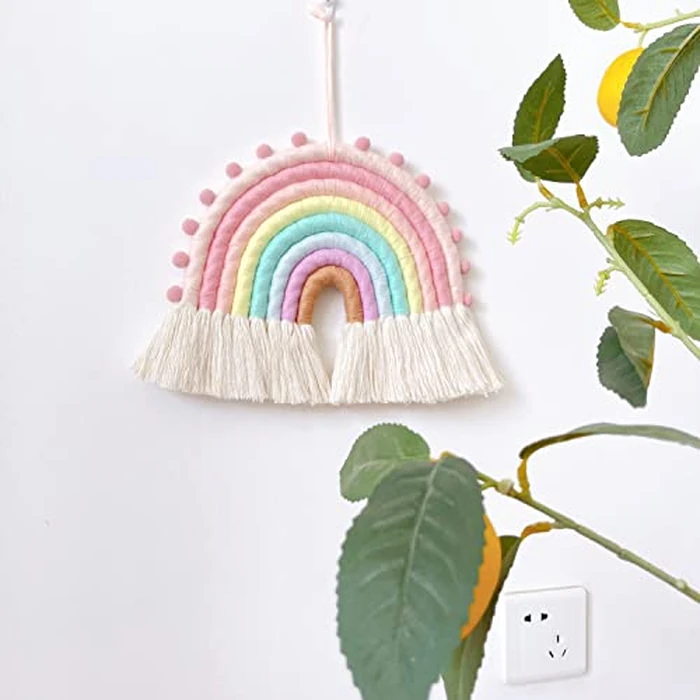 Large Macrame Rainbow Wall Hanging Decor, Handwoven Macrame Rainbow Wall Decoration for Kids Room Girls Bedroom Baby Shower Nursery Decorations by EUBUY - Image 4