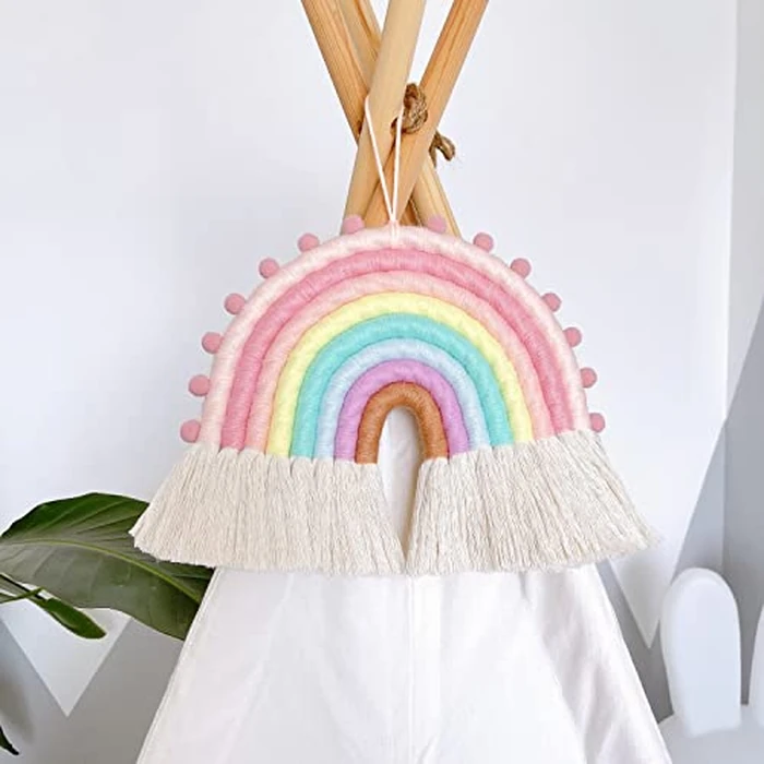 Large Macrame Rainbow Wall Hanging Decor, Handwoven Macrame Rainbow Wall Decoration for Kids Room Girls Bedroom Baby Shower Nursery Decorations by EUBUY - Image 5