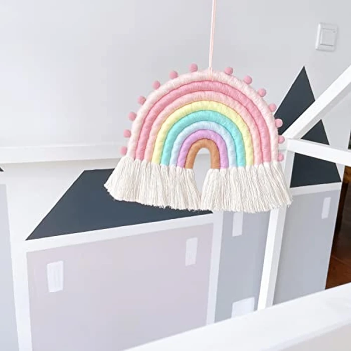 Large Macrame Rainbow Wall Hanging Decor, Handwoven Macrame Rainbow Wall Decoration for Kids Room Girls Bedroom Baby Shower Nursery Decorations by EUBUY - Image 6