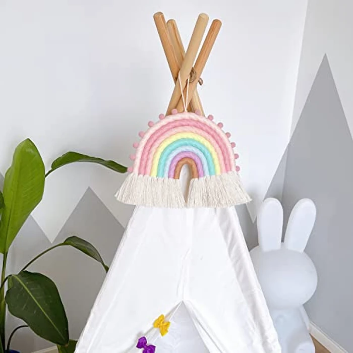 Large Macrame Rainbow Wall Hanging Decor, Handwoven Macrame Rainbow Wall Decoration for Kids Room Girls Bedroom Baby Shower Nursery Decorations by EUBUY - Image 7