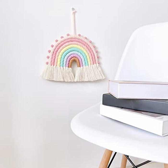 Large Macrame Rainbow Wall Hanging Decor, Handwoven Macrame Rainbow Wall Decoration for Kids Room Girls Bedroom Baby Shower Nursery Decorations by EUBUY - Image 9