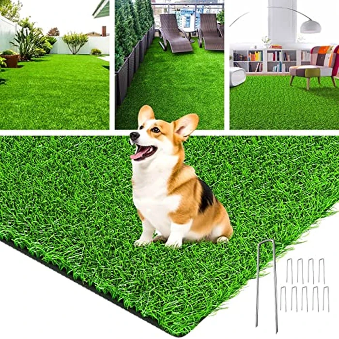 LOOBANI Realistic Artificial Grass Rug Indoor Outdoor, Dog Grass Mat with Drainage Holes and Replacement Artificial Grass Turf, Fake Grass for Garden Lawn Landscape Balcony Decoration, 3 Feet x 5 Feet by LOOBANI - Image 1