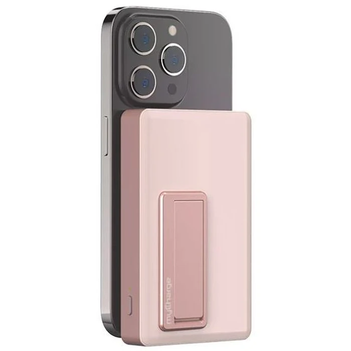 MyCharge MagLock 6000mAh Wireless Magnetic Powerbank with Magsafe and Built-in USB-C Port & Viewing Stand - Pink by MyCharge - Image 1