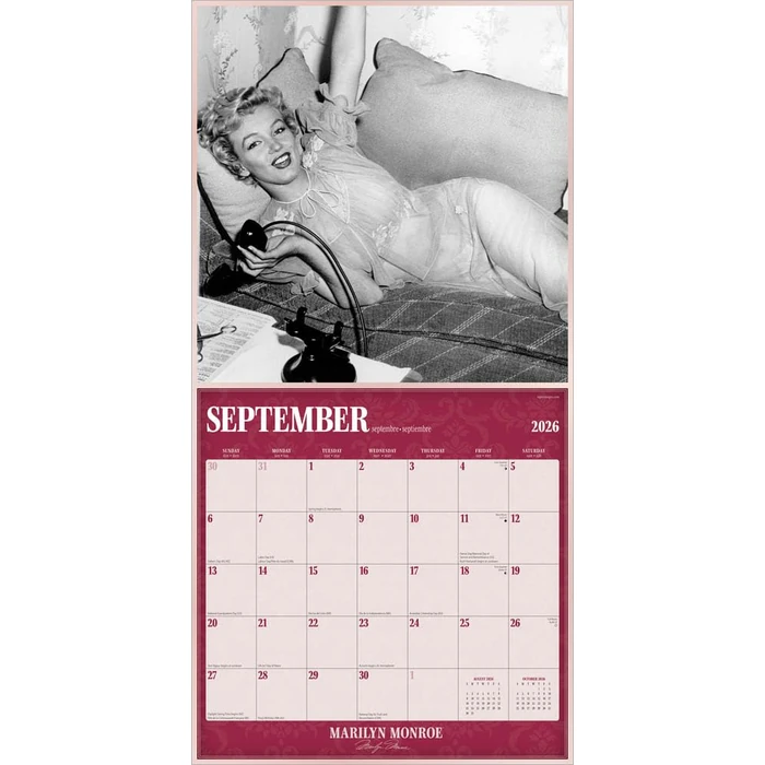 Marilyn Monroe Official 2026 12 X 24 Inch (Hanging) Monthly Square Wall Calendar Foil Stamped Cover Plastic-Free by BrownTrout - Image 4
