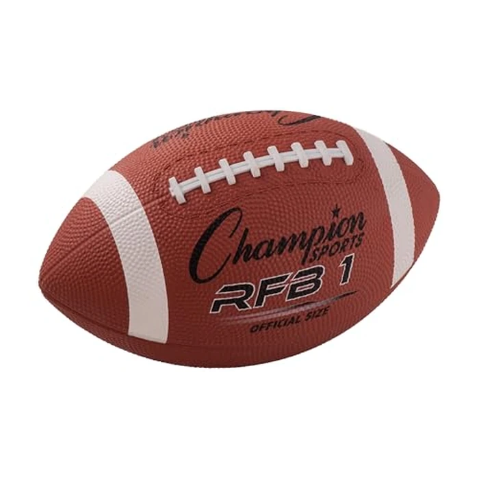Champion Sports Rubber Football - Durable All-Weather Football with Enhanced Grip - Backyard Play & Training - Official Size by Champion Sports - Used - Very Good condition - US$10.17