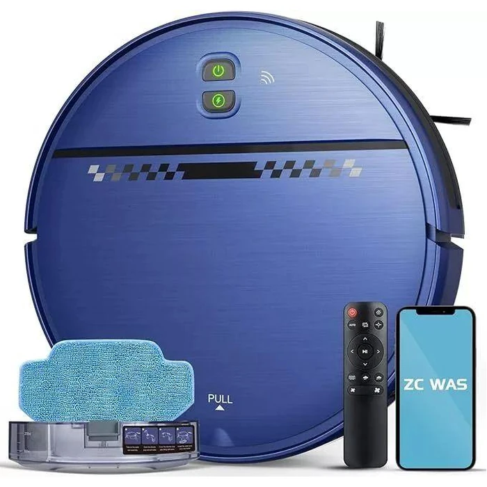 ZC WAS 2-in-1 Robot Vacuum and Mop Combo with APP - Light Blue by ZC WAS - Refurbished - Excellent condition