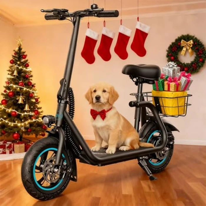 AWWSCOOTER C1 Electric Scooter with Seat for Adults, 450W Motor, 20-Mile Range, 16 MPH, Foldable Commuter E-Scooter with Basket for Grocery, Pets, and Daily Commute- Classic Black by Awwscooter - Used - Very Good condition - US$289.38