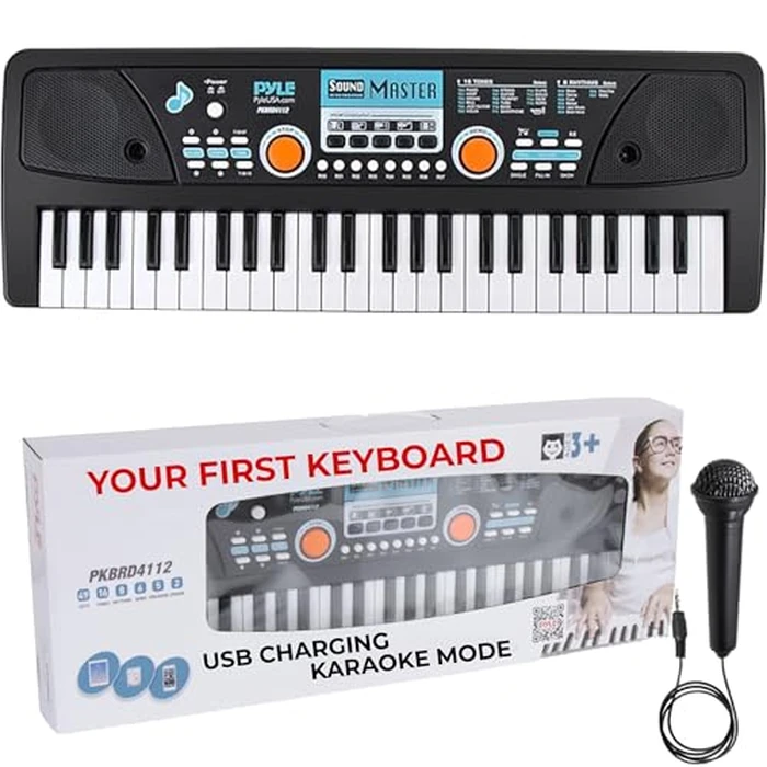 Pyle 49-Key Electric Piano Keyboard - Portable Digital Music Keyboard with Drum Pad, Microphone, Record & Playback Mode for Beginners and Kids by Pyle - Image 1